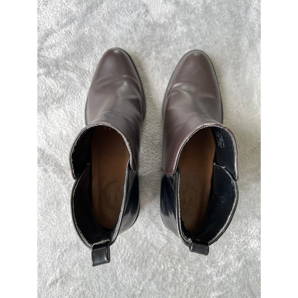 Zara Two Toned Ankle Boots EU 40 US 9 Brown Black‎ Zipper Moto Stacked Heel - Picture 13 of 14